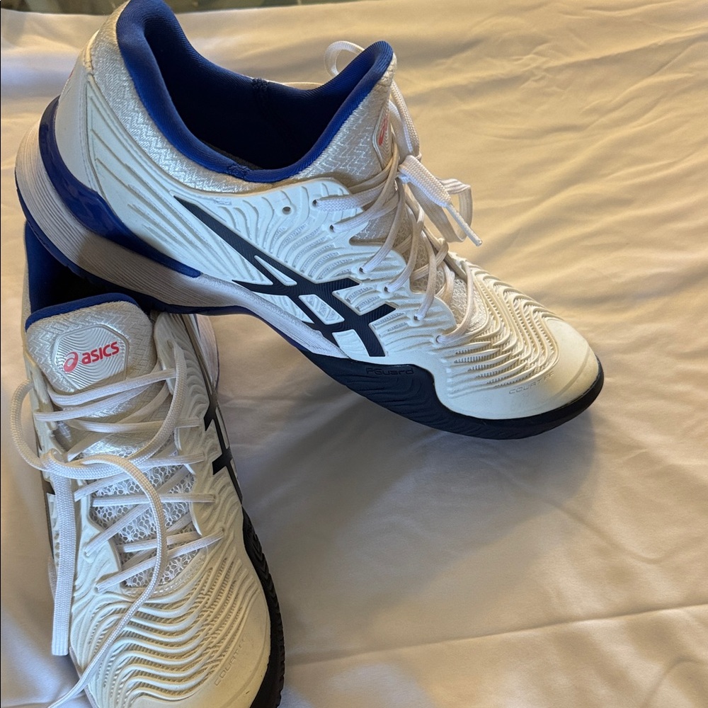 Asics White and Navy Sports Sneakers